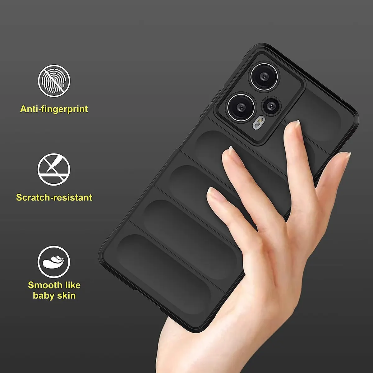 Micvir Back Cover for Poco F5 5G (Black, 3D Case, Silicon, Pack of: 1) — image 3 of 5