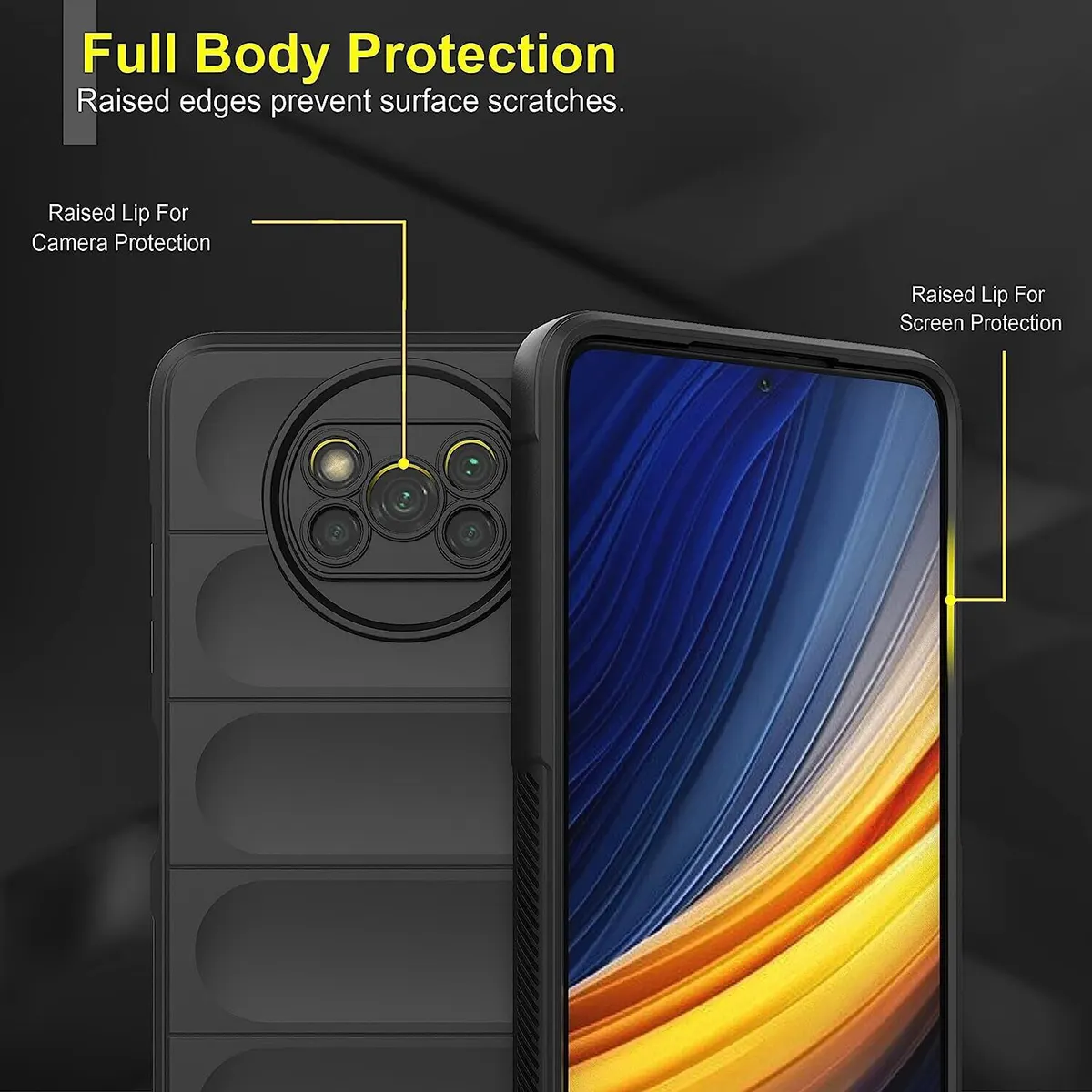Micvir Back Cover for Poco X3 (Black, 3D Case, Silicon, Pack of: 1) — image 2 of 5