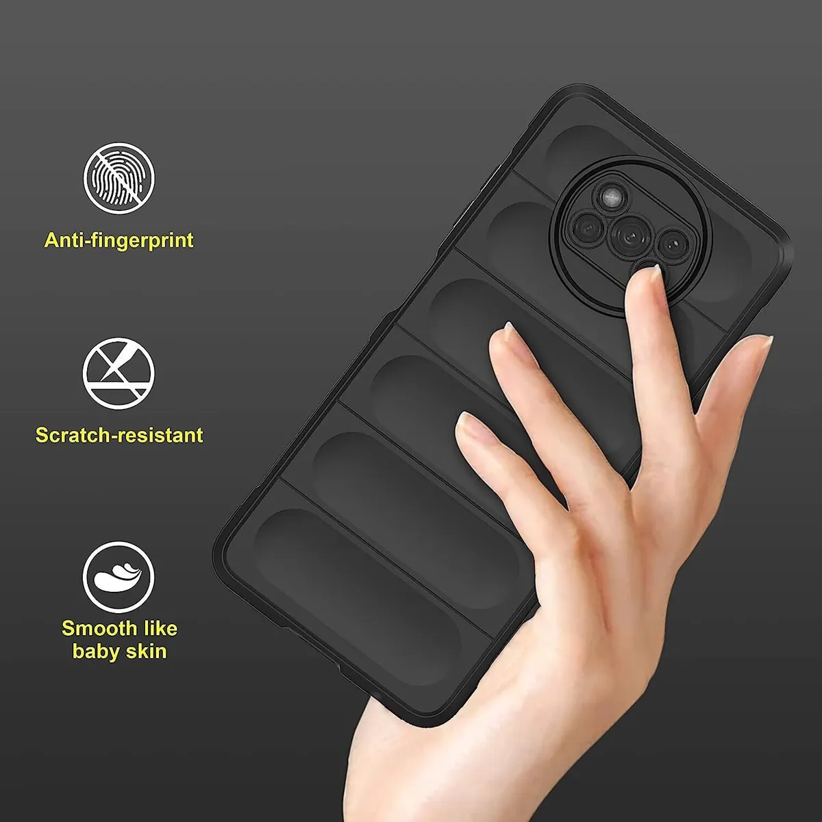 Micvir Back Cover for Poco X3 (Black, 3D Case, Silicon, Pack of: 1) — image 4 of 5