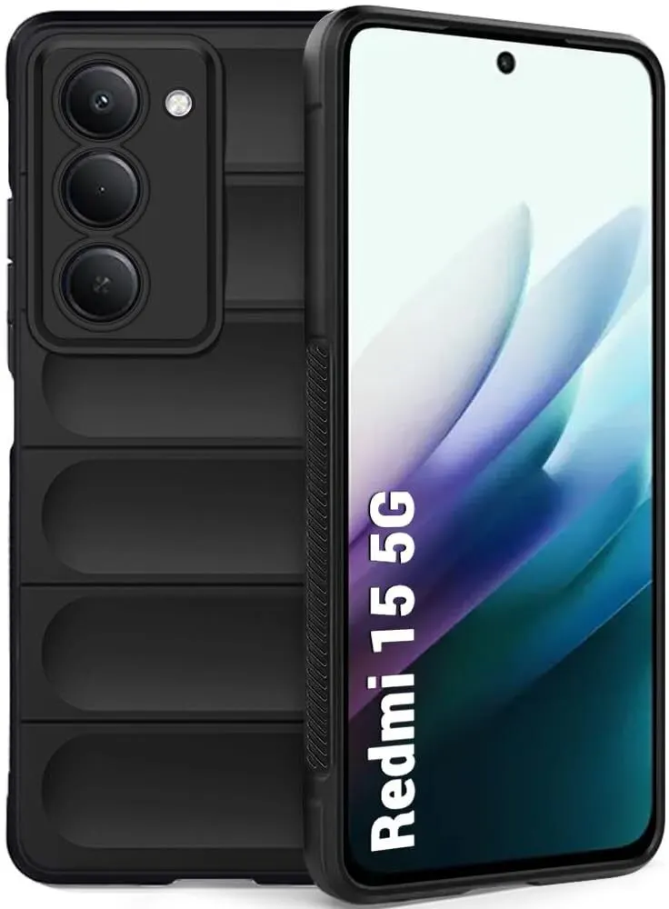 Micvir Back Cover for Redmi 15 5G (Black, 3D Case, Silicon, Pack of: 1)