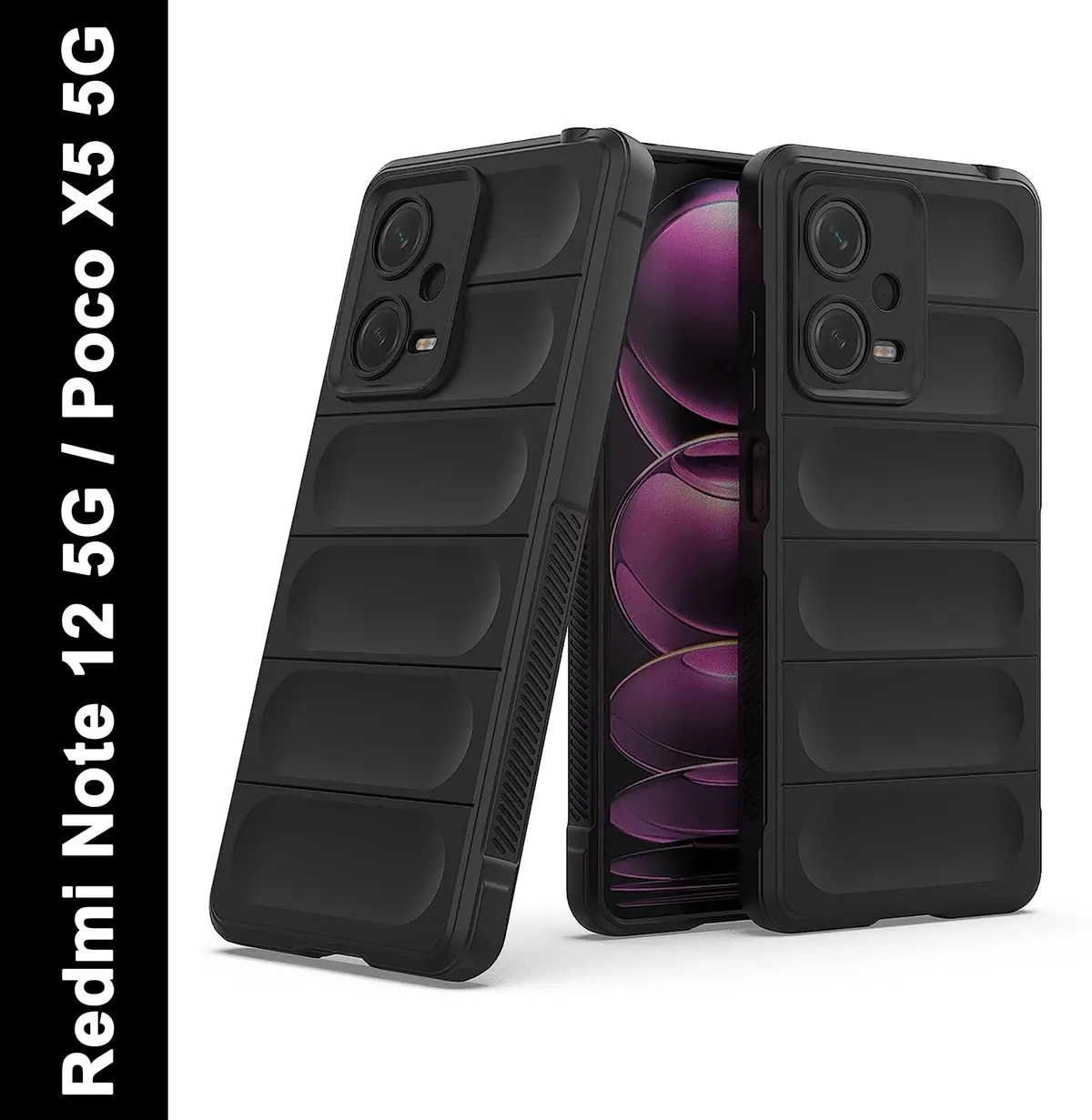 Micvir Back Cover for Redmi Note 12 5G (Black, 3D Case, Silicon, Pack of: 1)