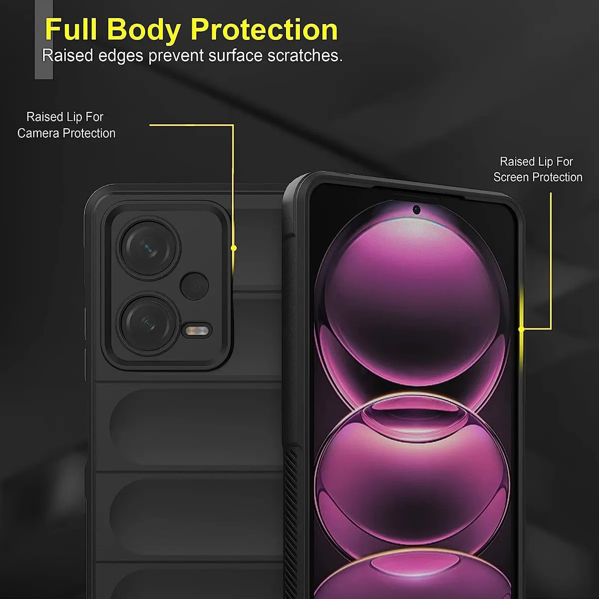 Micvir Back Cover for Redmi Note 12 5G (Black, 3D Case, Silicon, Pack of: 1) — image 2 of 5