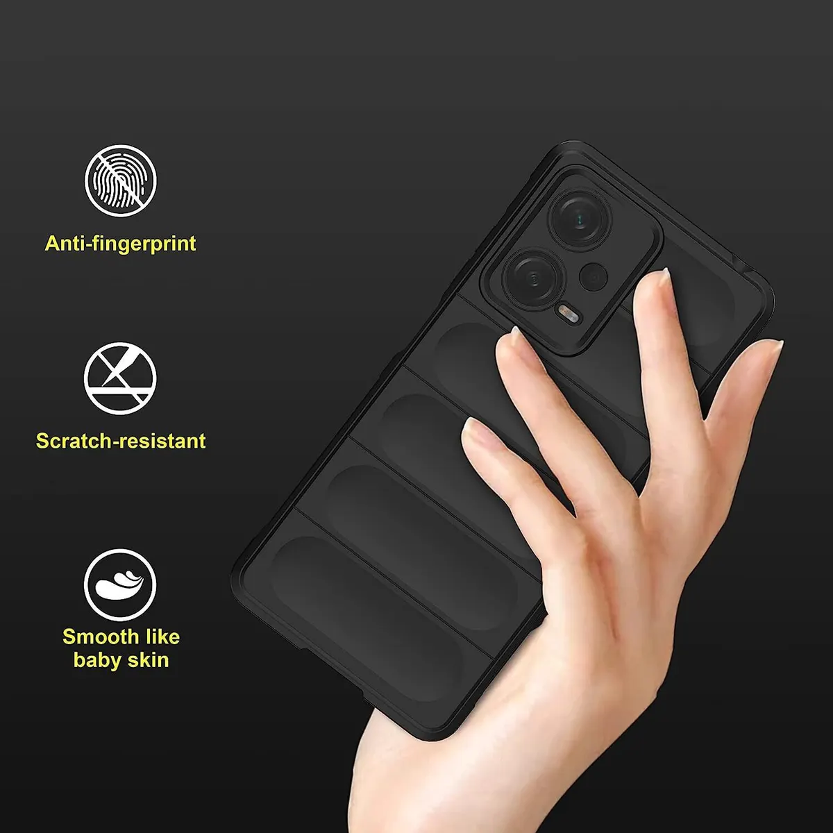 Micvir Back Cover for Redmi Note 12 5G (Black, 3D Case, Silicon, Pack of: 1) — image 4 of 5