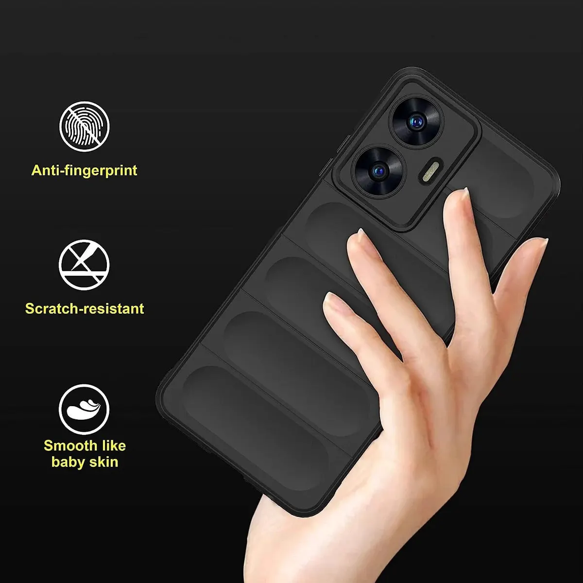 Micvir Back Cover for Realme C55 (Black, 3D Case, Silicon, Pack of: 1) — image 3 of 5