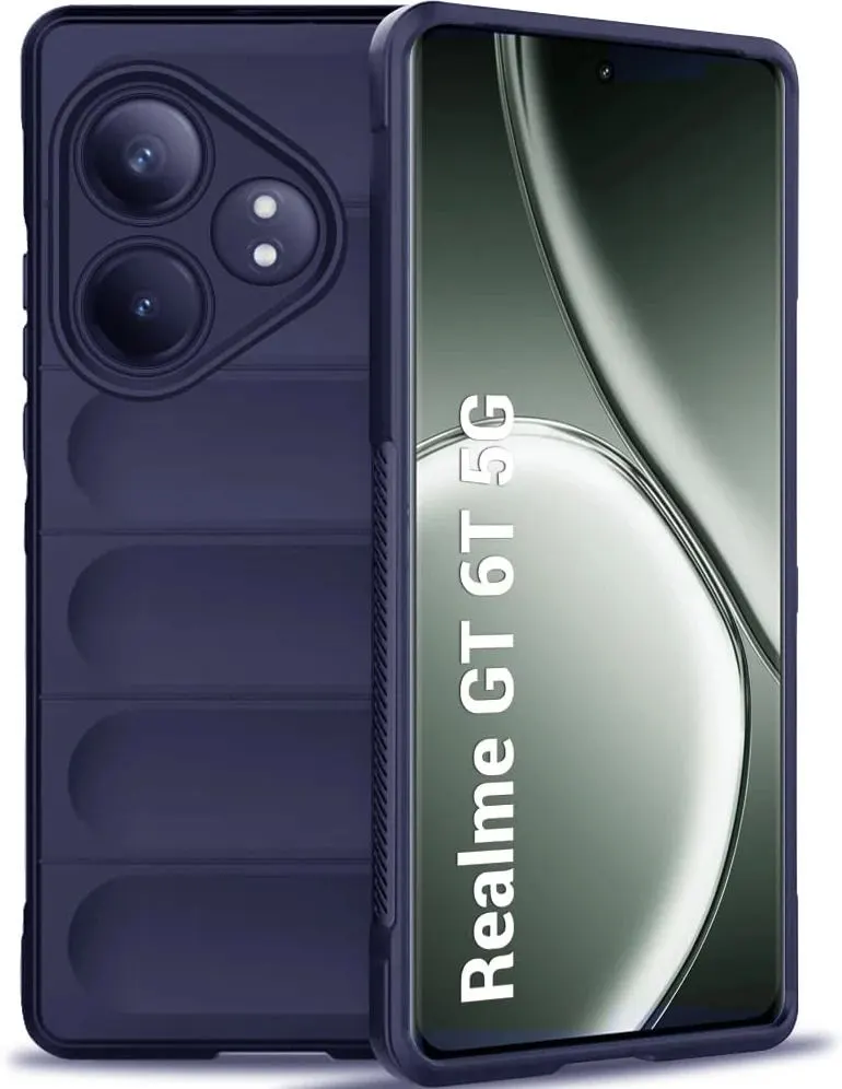 Micvir Back Cover for Realme GT 6T 5G (Blue, 3D Case, Silicon, Pack of: 1)