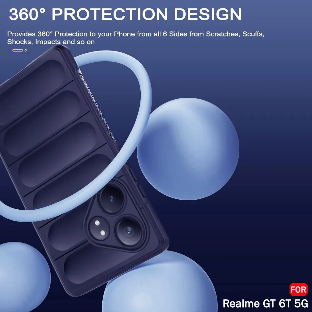 Micvir Back Cover for Realme GT 6T 5G (Blue, 3D Case, Silicon, Pack of: 1) — image 2 of 5