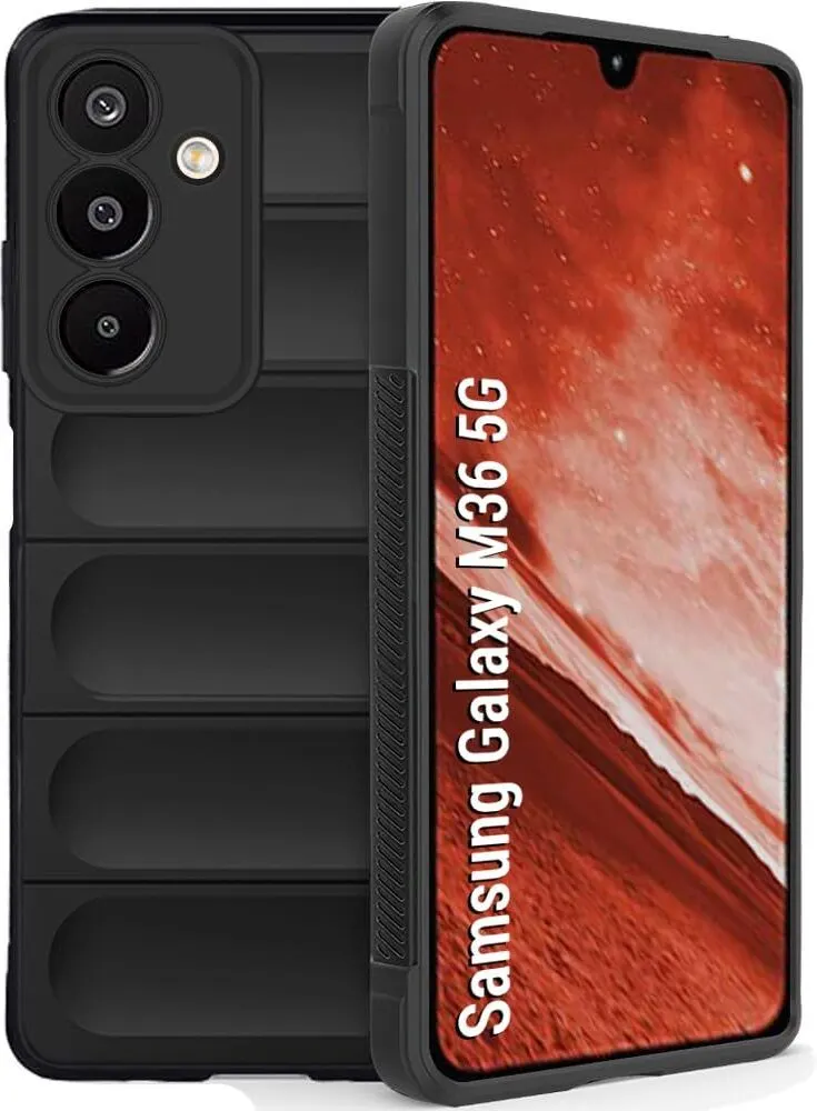 Micvir Back Cover for Samsung Galaxy M36 5G (Black, 3D Case, Silicon, Pack of: 1)