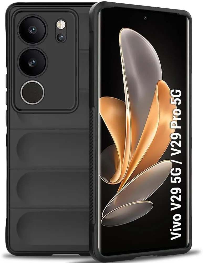Micvir Back Cover for Vivo V29 Pro 5G (Black, 3D Case, Silicon, Pack of: 1)