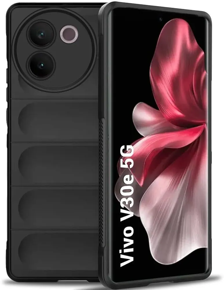Micvir Back Cover for Vivo V30e 5G (Black, Silicon, Pack of: 1)