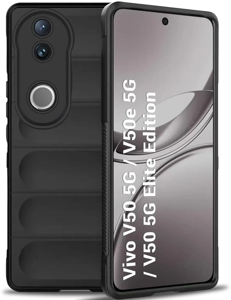 Micvir Back Cover for vivo V50 5G Elite Edition (Black, 3D Case, Silicon, Pack of: 1)