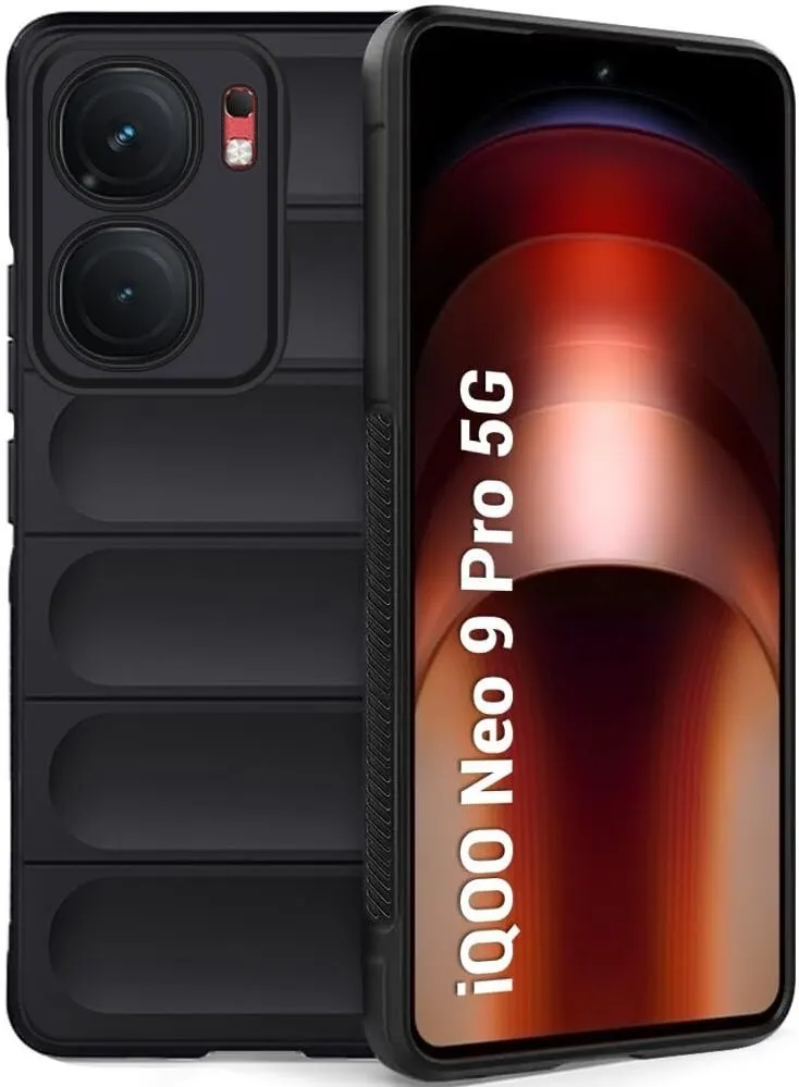 Micvir Back Cover for iQOO Neo 9 Pro 5G (Black, Silicon, Pack of: 1)