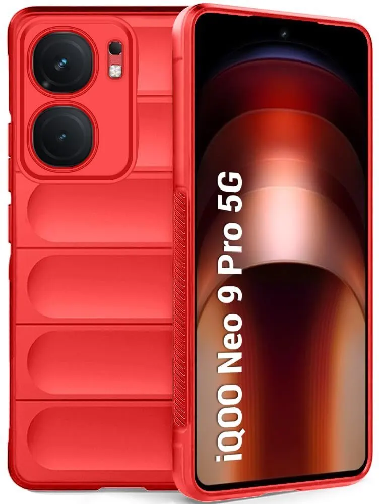 Micvir Back Cover for iQOO Neo 9 Pro 5G (Red, Silicon, Pack of: 1)
