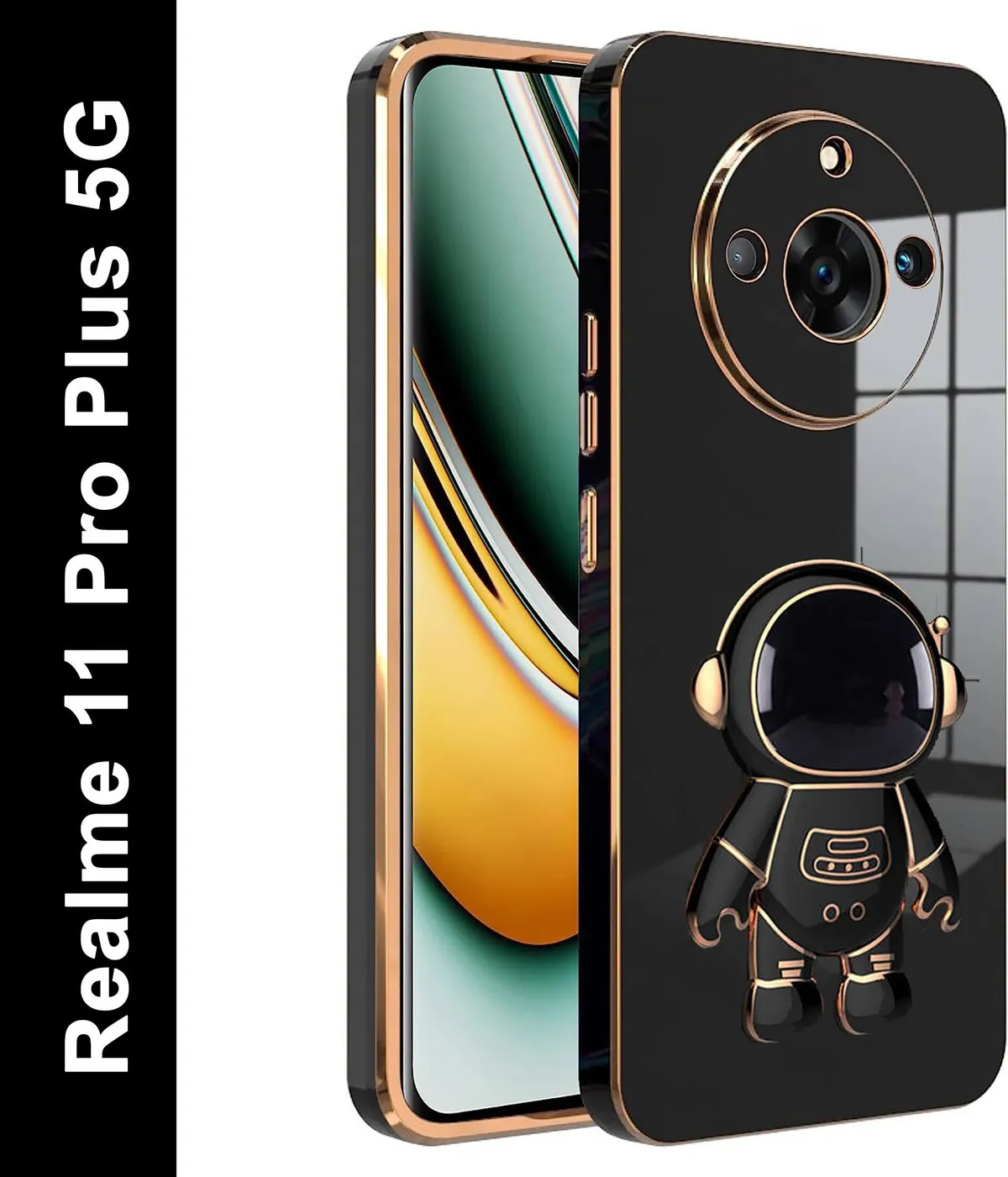 Micvir Back Cover for Realme 11 Pro (Black, Electroplated, Silicon, Pack of: 1)
