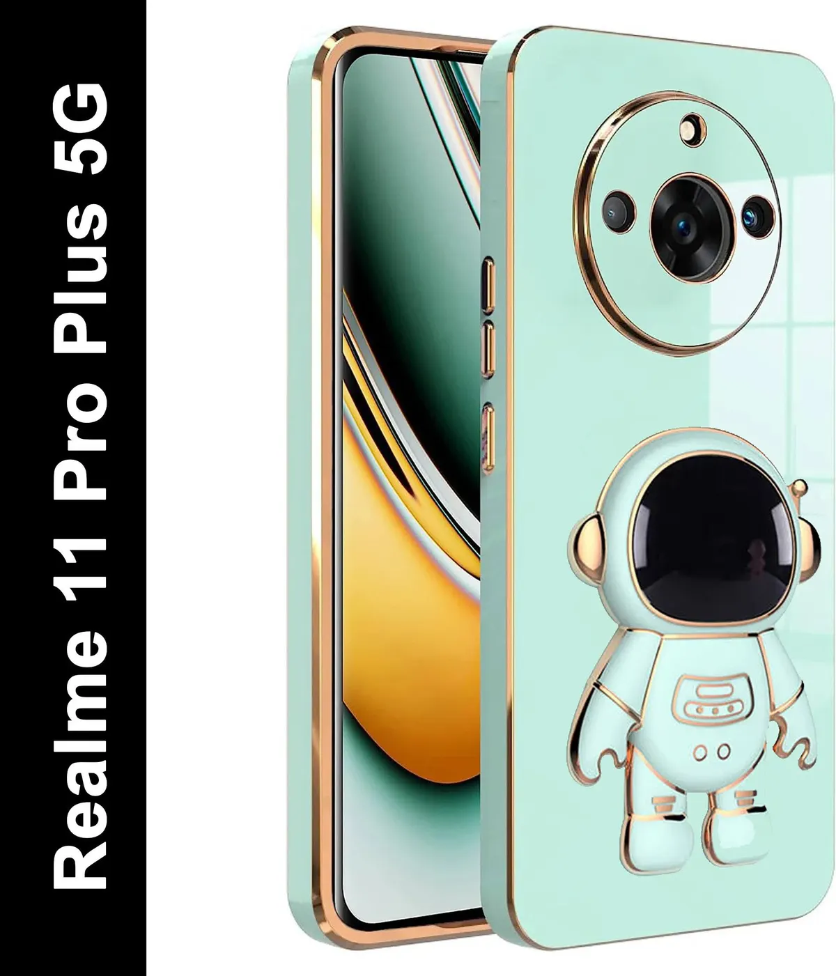 Micvir Back Cover for Realme 11 Pro (Green, Electroplated, Silicon, Pack of: 1)