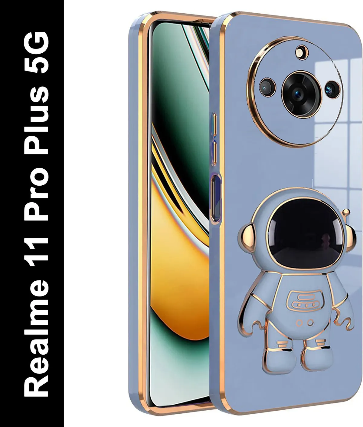Micvir Back Cover for Realme 11 Pro Plus 5G (Blue, Electroplated, Silicon, Pack of: 1)