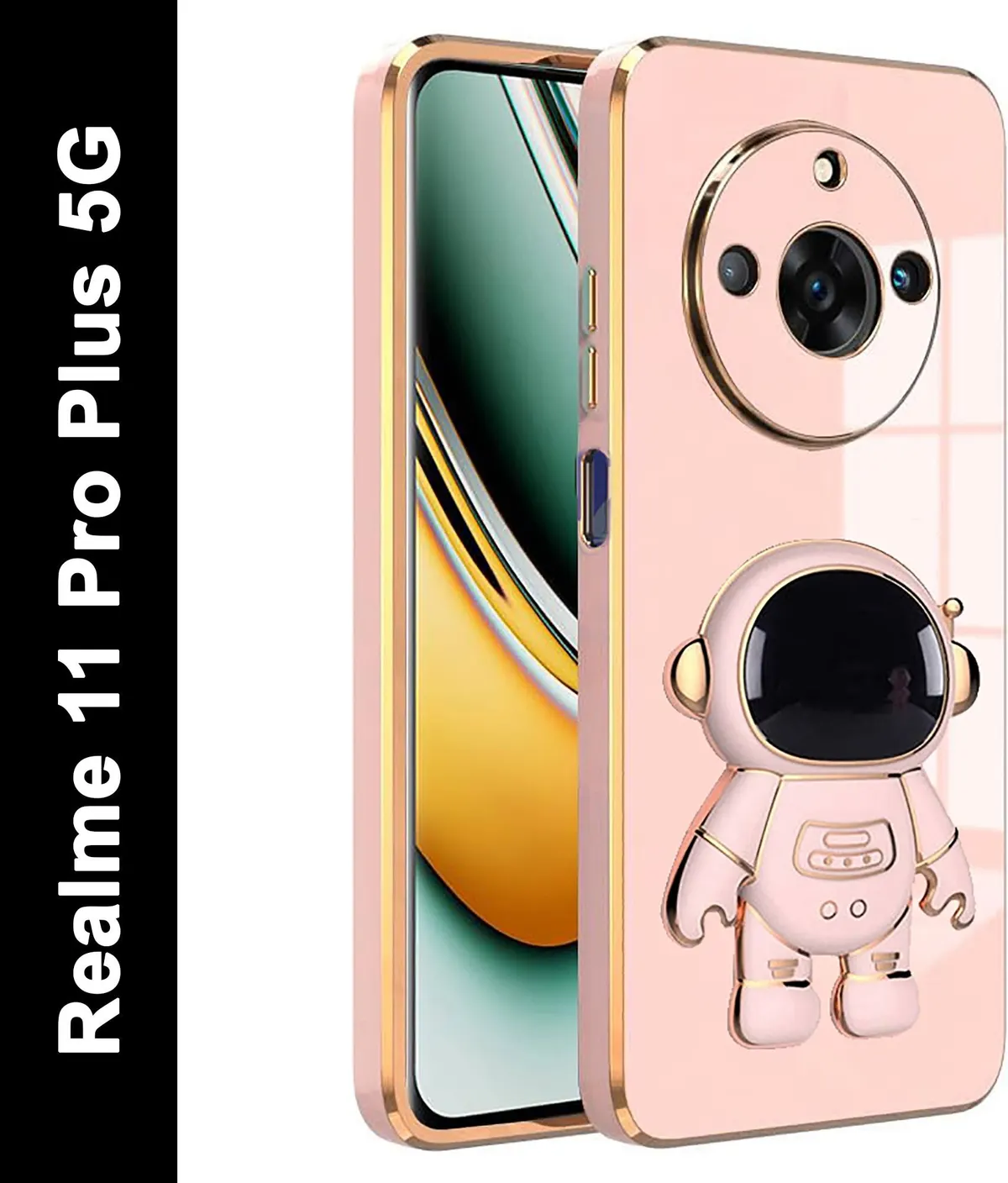 Micvir Back Cover for Realme 11 Pro Plus 5G (Pink, Electroplated, Silicon, Pack of: 1)
