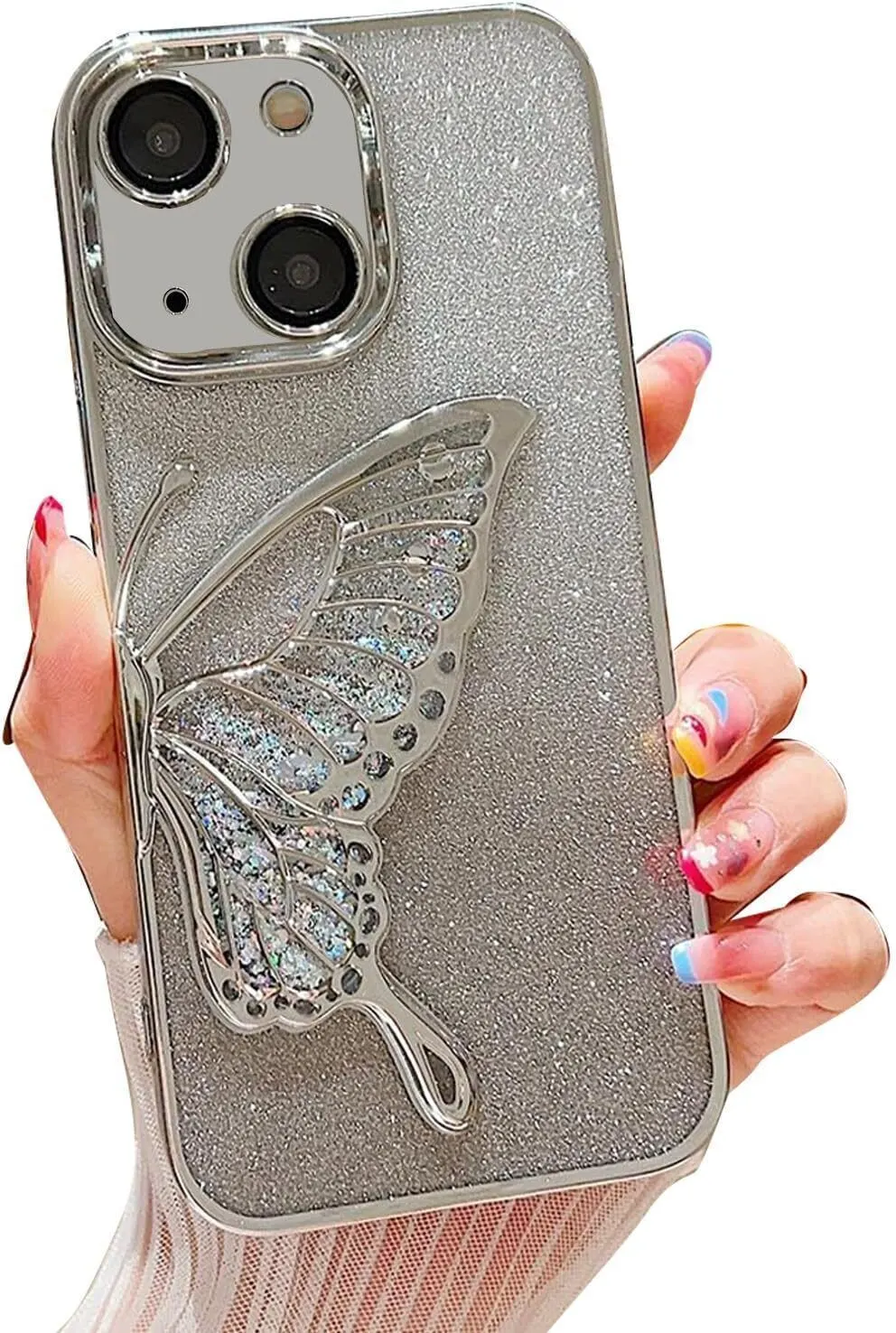 Micvir Back Cover for Apple iPhone 13 (Silver, Silicon, Pack of: 1)