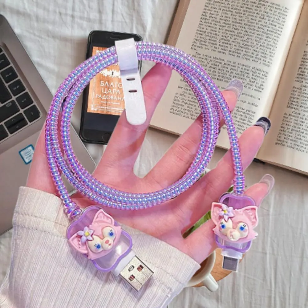 Micvir Charger Cover for Nothing 45W Charger, 3D Cartoon Design Lina Purple, Spiral Cable Protector (Purple) — image 3 of 4