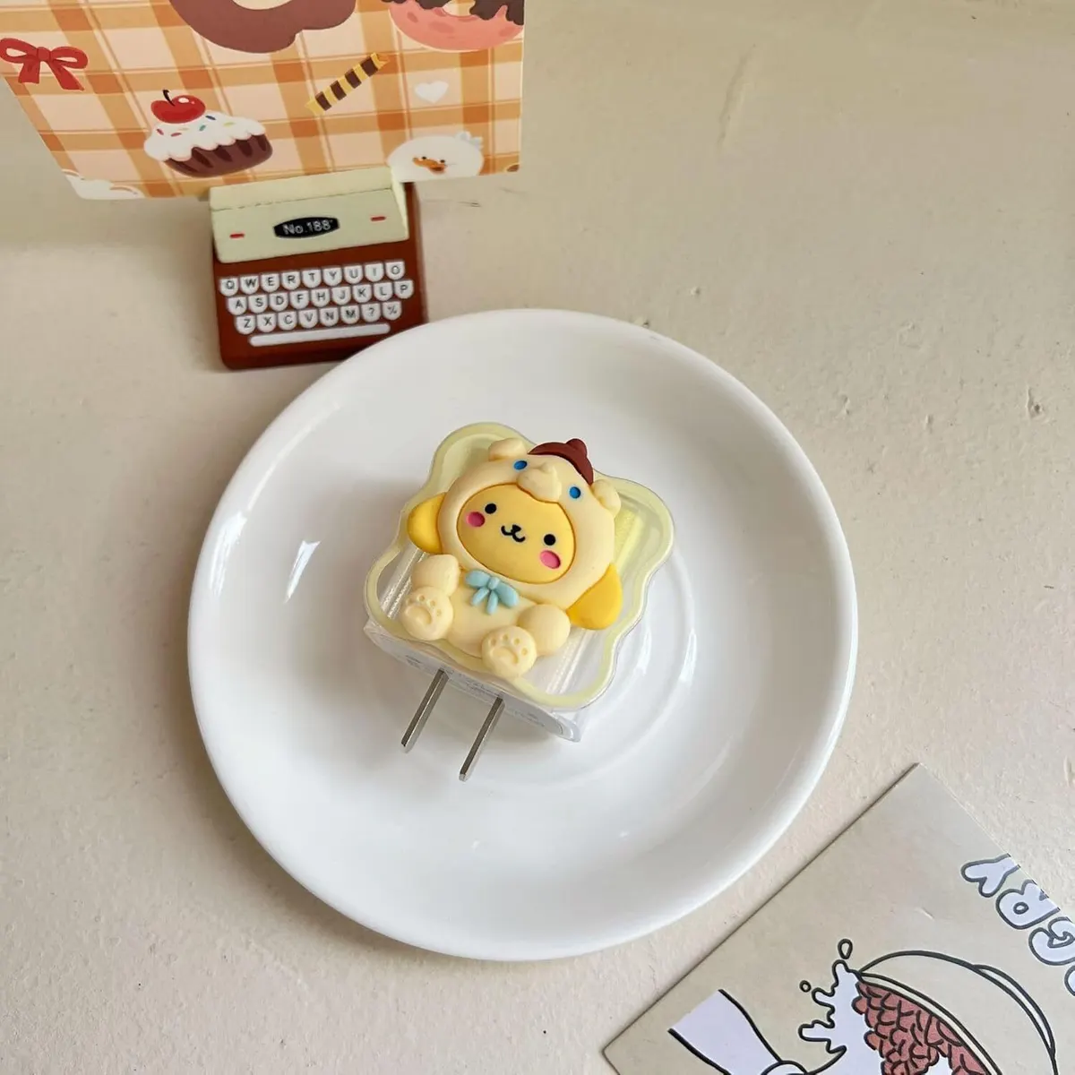 Micvir Charger Cover for iPhone 18W-20W Charger, 3D Cartoon Design Yellow Cat, Spiral Cable Protector (Yellow) — image 3 of 5