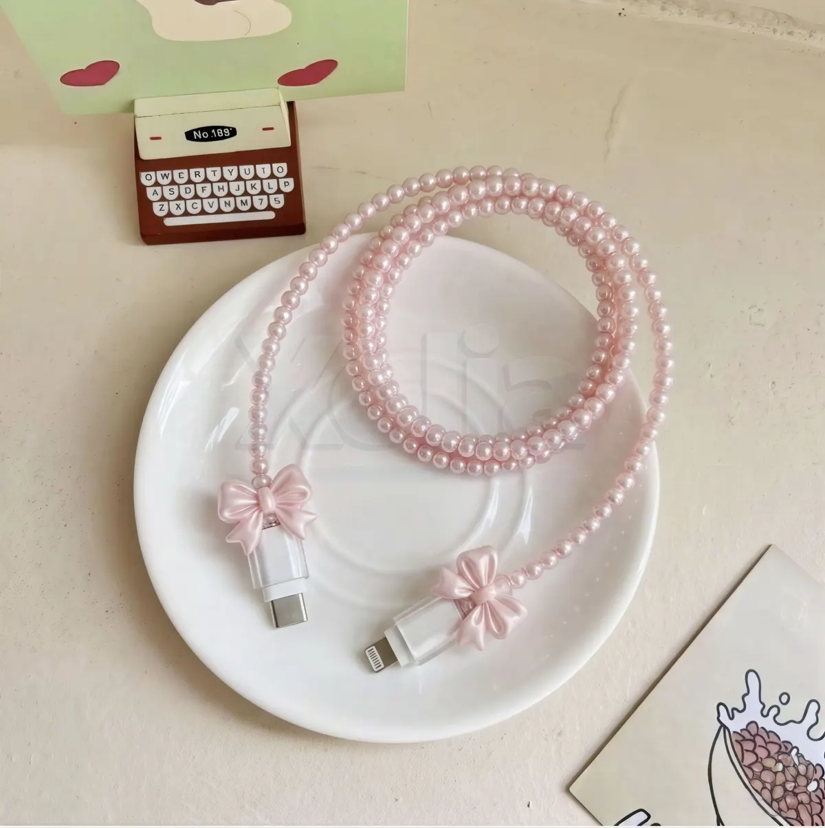 Xolia Charger Cover for 18W-20W Charger, 3D Cartoon Design Bow Pink, Spiral Cable Protector (Pink) — image 5 of 5