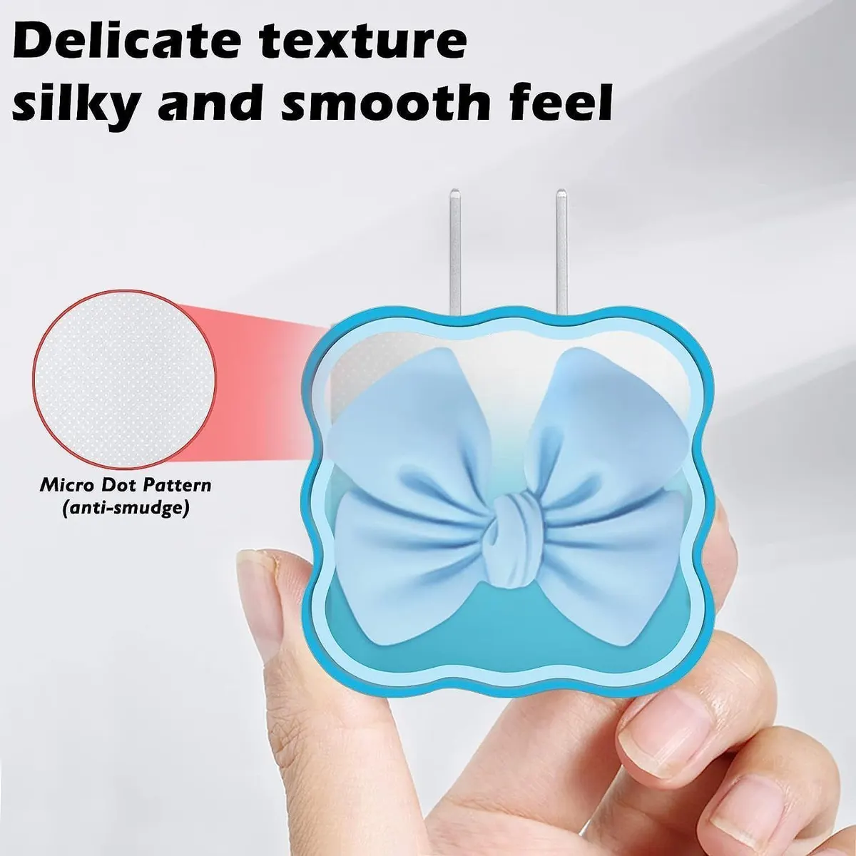 Micvir Charger Cover for iPhone 18W-20W Charger, 3D Cartoon Black Cute, Spiral Cable Protector (Blue) — image 5 of 5