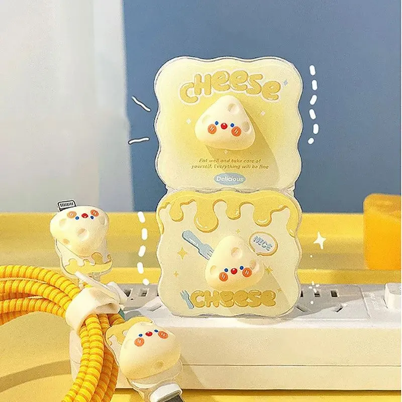 Micvir Charger Cover for iPhone 18W-20W Charger, 3D Cartoon Design Cheese, Spiral Cable Protector (Yellow) — image 4 of 4
