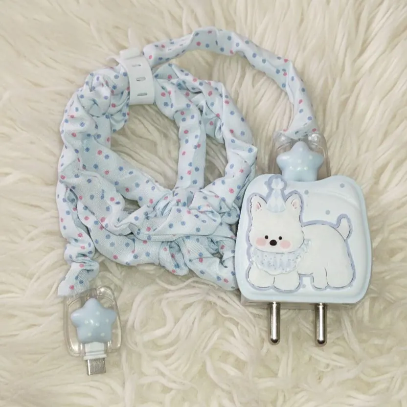 Xolia Charger Cover for 18W-20W Charger, 3D Cartoon Design Cute bear , Spiral Cable Protector (White) — image 5 of 5