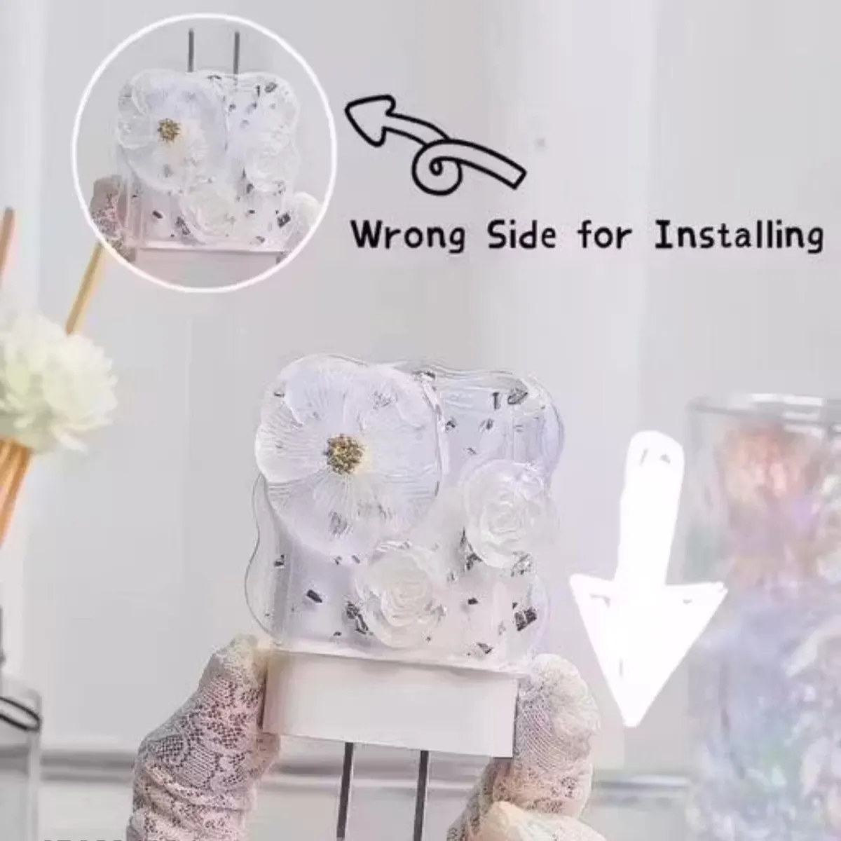 Xolia Charger Cover for 18W-20W Charger, 3D Cartoon Design Flower Wht, Spiral Cable Protector (Multicolor) — image 3 of 5