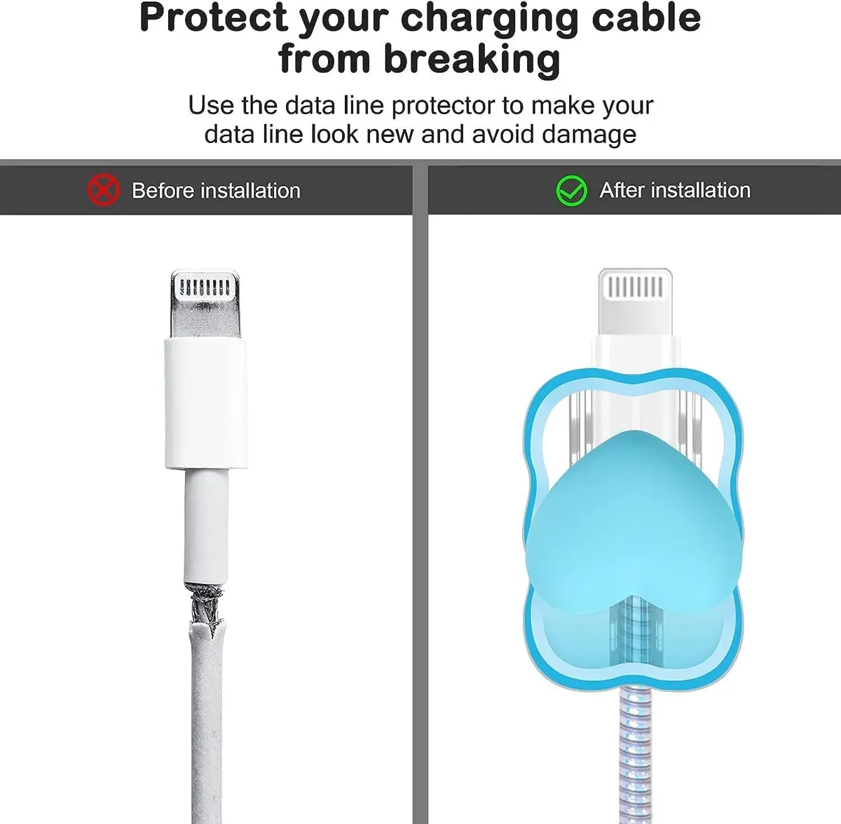Micvir Charger Cover 18W-20W Charger, 3D Cartoon Design Lina Bell, Spiral Cable Protector (Blue) — image 5 of 5