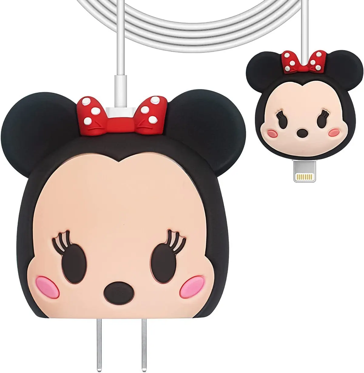 Micvir Charger Cover for iPhone 18W-20W Charger, 3D Cartoon Minnie MulltiColour, Spiral Cable Protector (Multicolor) — image 2 of 5