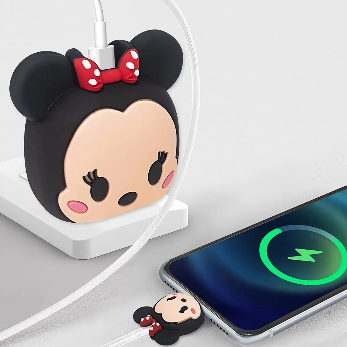 Micvir Charger Cover for iPhone 18W-20W Charger, 3D Cartoon Minnie MulltiColour, Spiral Cable Protector (Multicolor) — image 3 of 5
