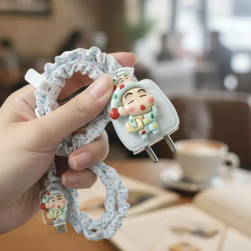 Xolia Charger Cover for 18W-20W Charger, 3D Cartoon Design ShinCHan, Spiral Cable Protector (Multicolor) — image 3 of 5