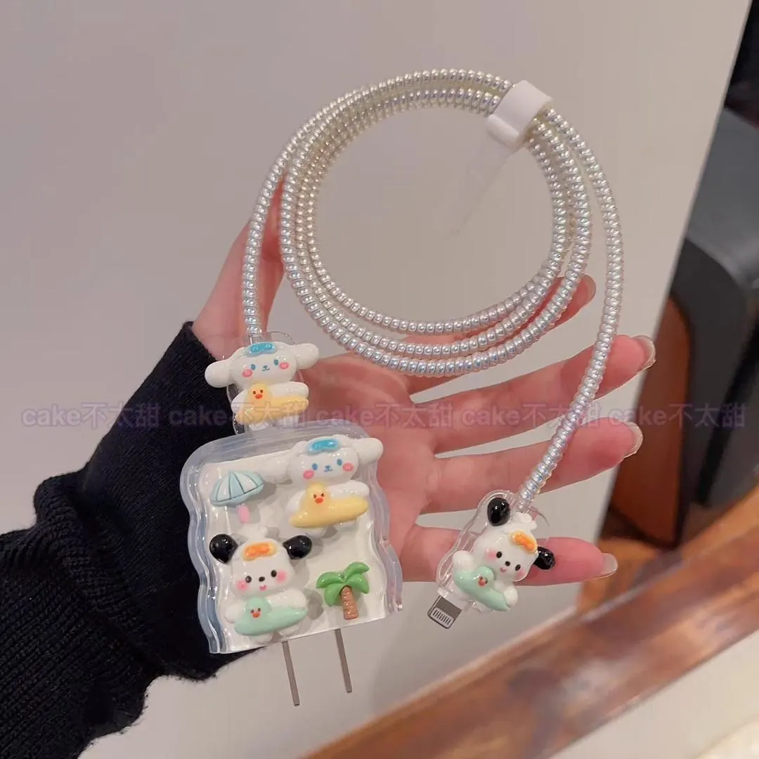 Micvir Charger Cover for iPhone 18W-20W Charger, 3D Cartoon Design Snow, Spiral Cable Protector (Multicolor) — image 1 of 1