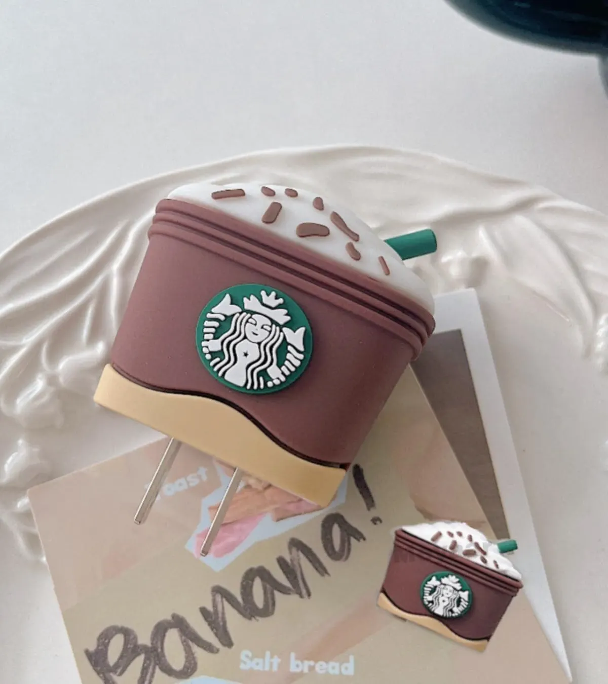 Micvir Charger Cover for iPhone 18W-20W Charger, 3D Cartoon Design Star Coffee, Spiral Cable Protector (Brown) — image 3 of 4