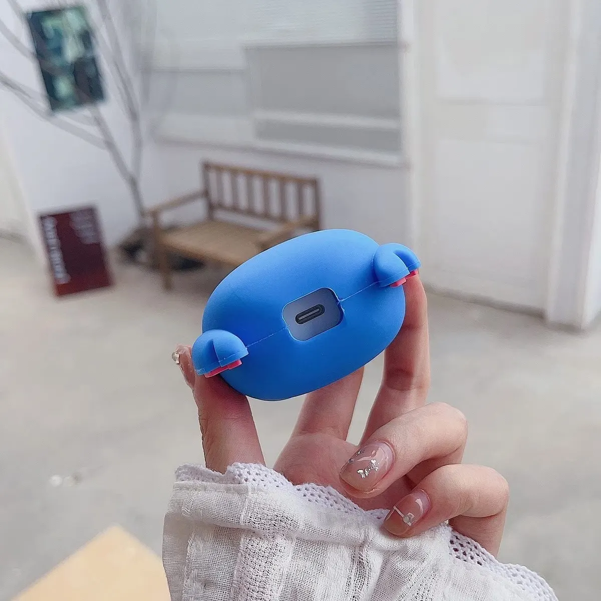Micvir Charger Cover for iPhone 18W-20W Charger, 3D Cartoon Design Stitch Blue, Spiral Cable Protector (Blue) — image 4 of 5
