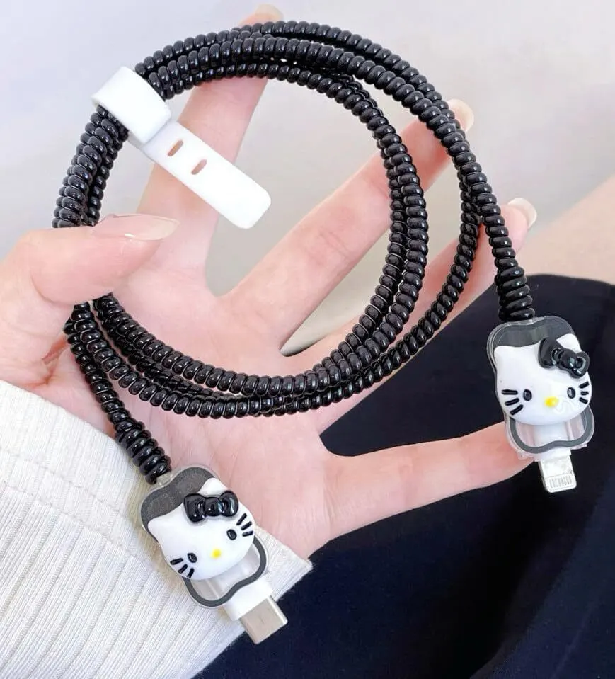 Micvir Charger Cover 18W-20W Charger, 3D Cartoon Design Astronaut, Spiral Cable Protector (Black) — image 3 of 3