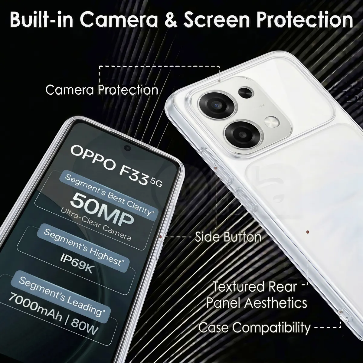 Xolia Back Cover for Oppo F33 5G (Transparent, Shock Proof, Silicon, Pack of: 1) — image 3 of 5