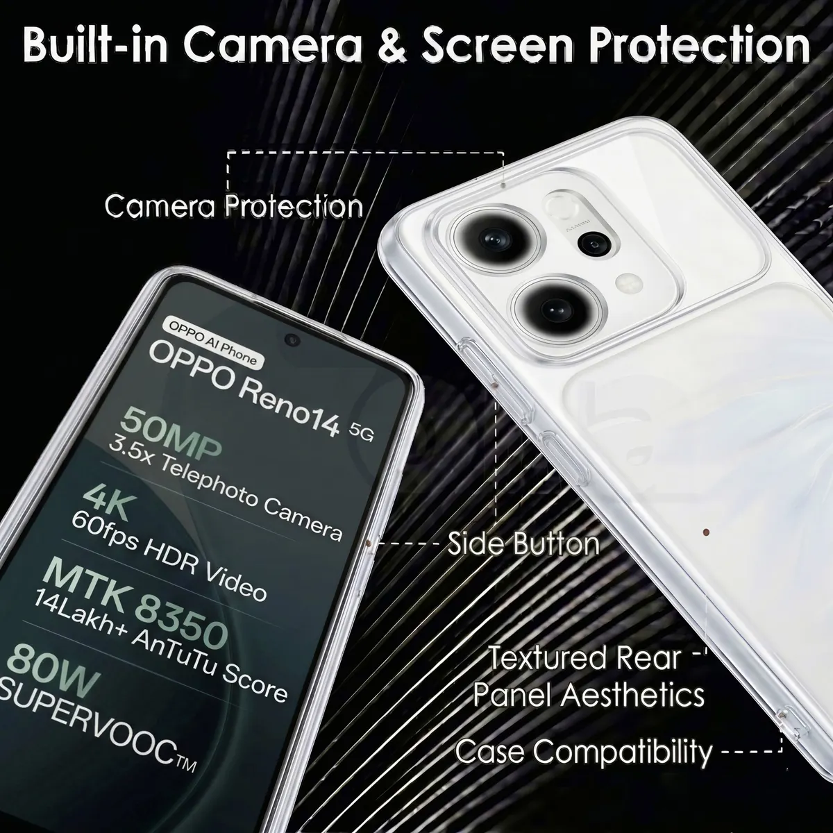 Xolia Back Cover for Oppo Reno 14 5G (Transparent, Shock Proof, Silicon, Pack of: 1) — image 3 of 5