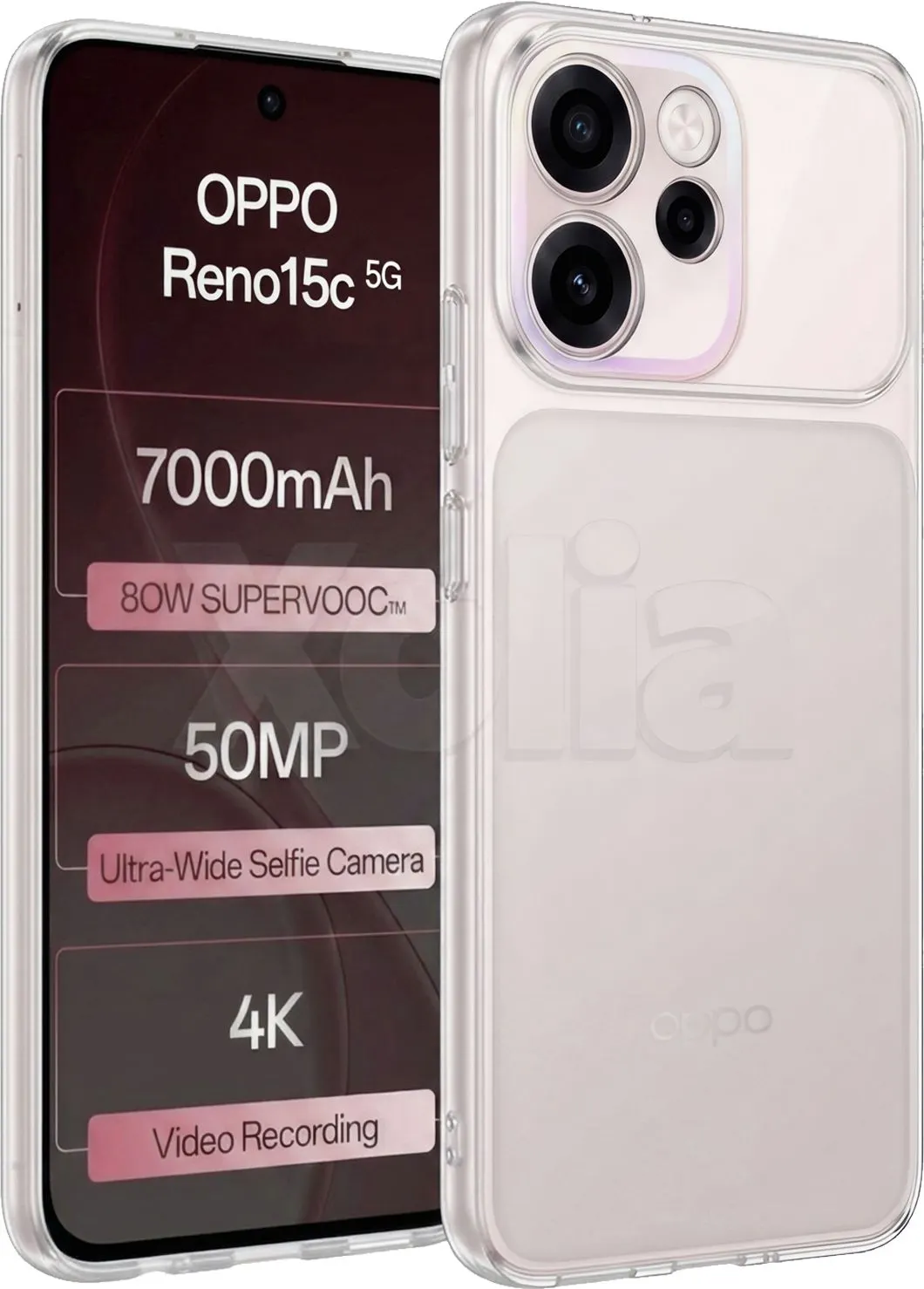 Xolia Back Cover for Oppo Reno 15c 5G (Transparent, Shock Proof, Silicon, Pack of: 1)