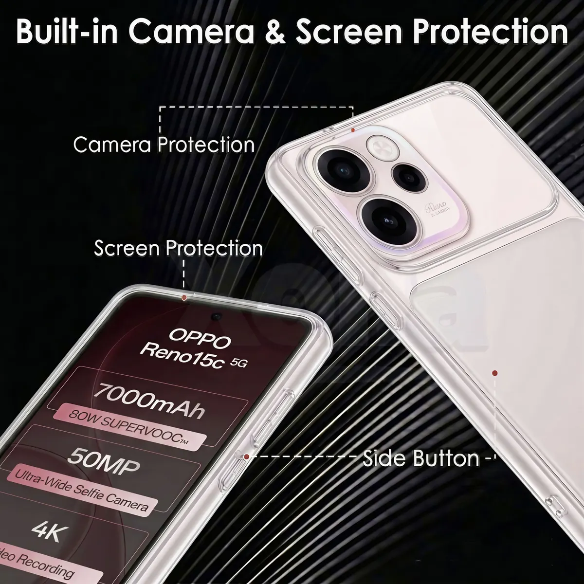 Xolia Back Cover for Oppo Reno 15c 5G (Transparent, Shock Proof, Silicon, Pack of: 1) — image 3 of 4