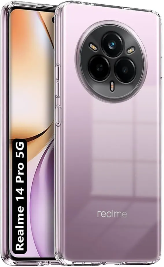 Micvir Back Cover for Realme 14 Pro 5G (Transparent, Shock Proof, Plastic, Silicon, Pack of: 1)