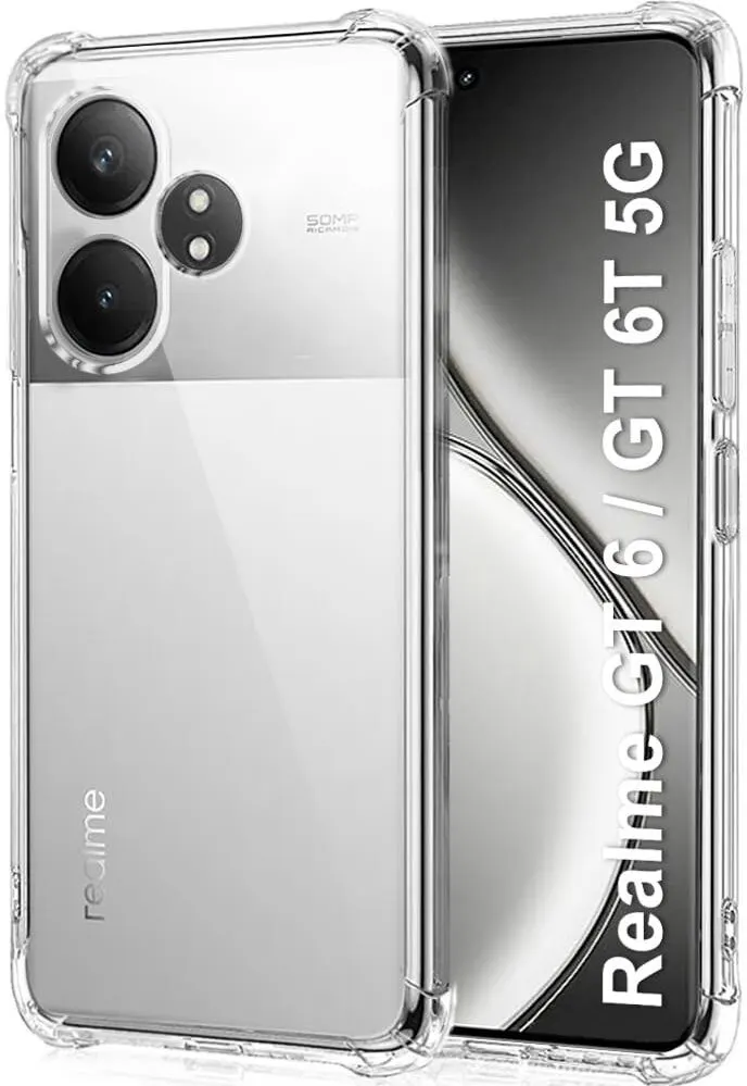 Micvir Back Cover for Realme GT 6T 5G (Transparent, Shock Proof, Plastic, Silicon, Pack of: 1)