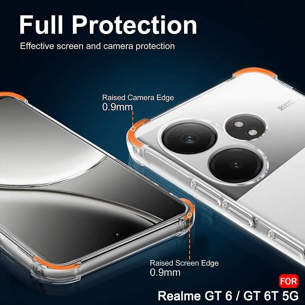 Micvir Back Cover for Realme GT 6T 5G (Transparent, Shock Proof, Plastic, Silicon, Pack of: 1) — image 2 of 5