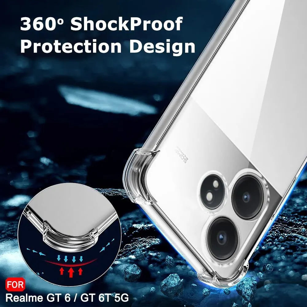 Micvir Back Cover for Realme GT 6T 5G (Transparent, Shock Proof, Plastic, Silicon, Pack of: 1) — image 3 of 5