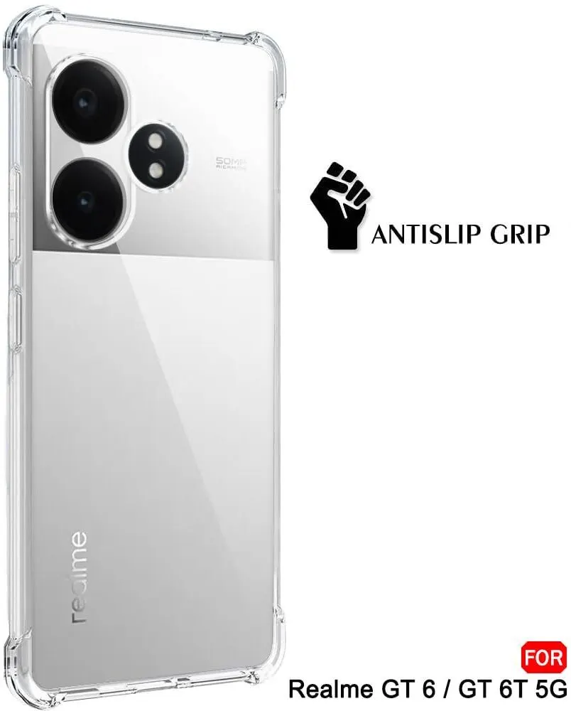 Micvir Back Cover for Realme GT 6T 5G (Transparent, Shock Proof, Plastic, Silicon, Pack of: 1) — image 4 of 5
