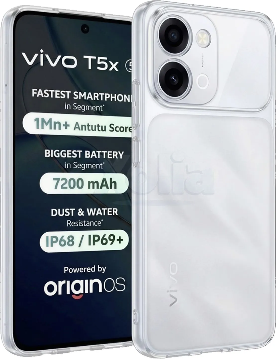 Xolia Back Cover for Vivo T5x 5G (Transparent, Shock Proof, Silicon, Pack of: 1)