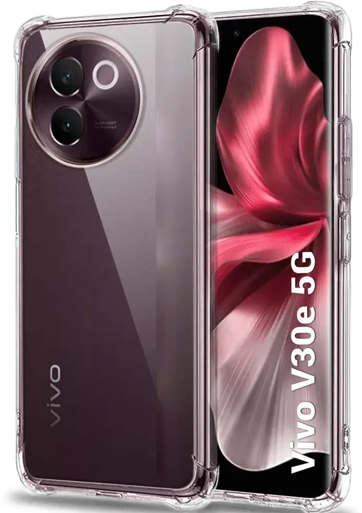 Micvir Back Cover for Vivo V30e 5G (Transparent, Shock Proof, Plastic, Silicon, Pack of: 1)