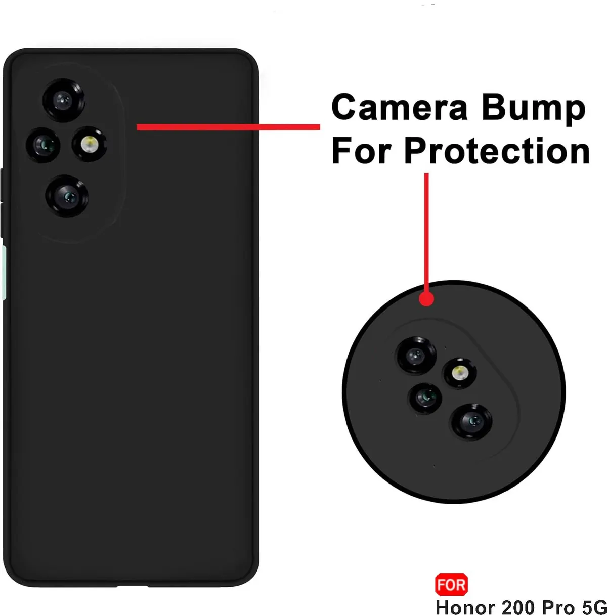 Micvir Back Cover for Honor 200 Pro 5G (Black, Dual Protection, Silicon, Pack of: 1) — image 3 of 5