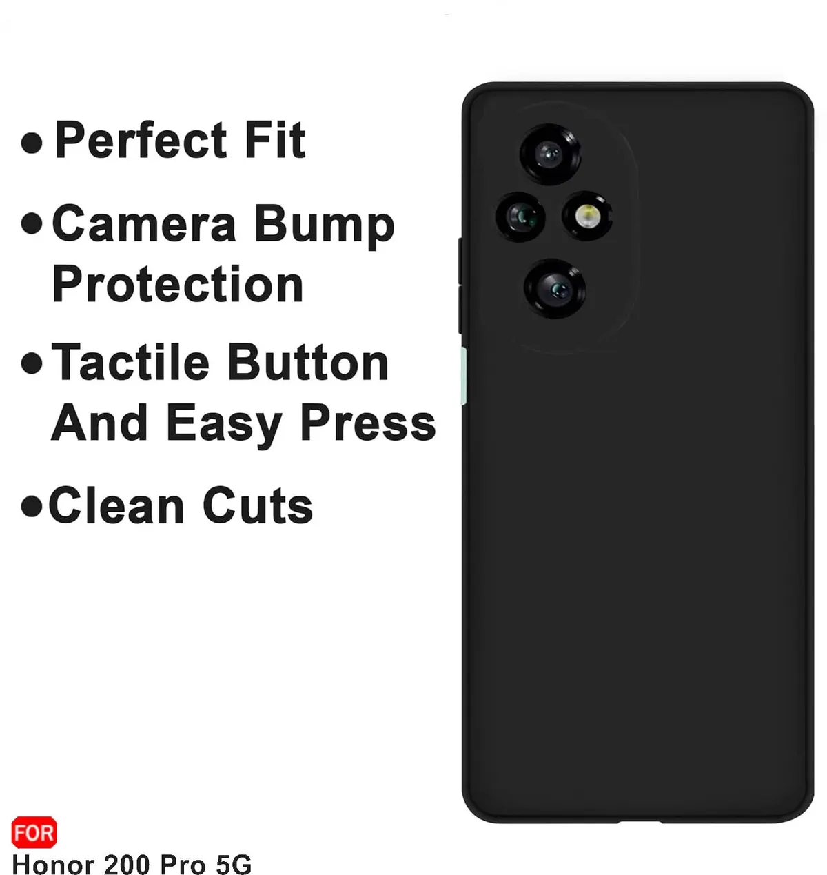 Micvir Back Cover for Honor 200 Pro 5G (Black, Dual Protection, Silicon, Pack of: 1) — image 4 of 5