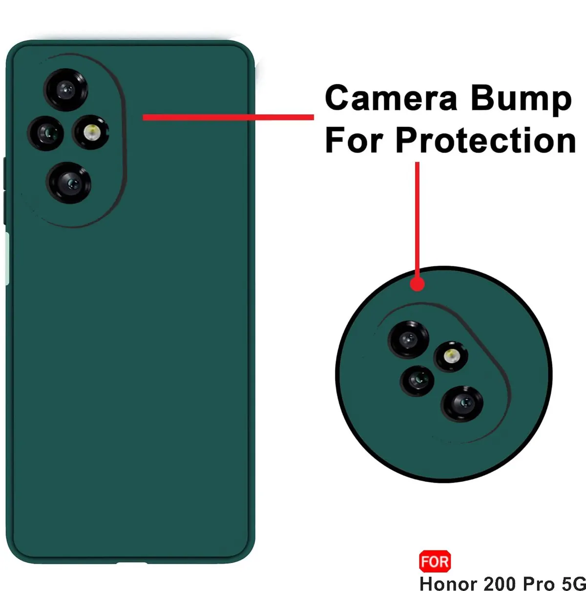Micvir Back Cover for Honor 200 Pro 5G (Green, Dual Protection, Silicon, Pack of: 1) — image 3 of 5